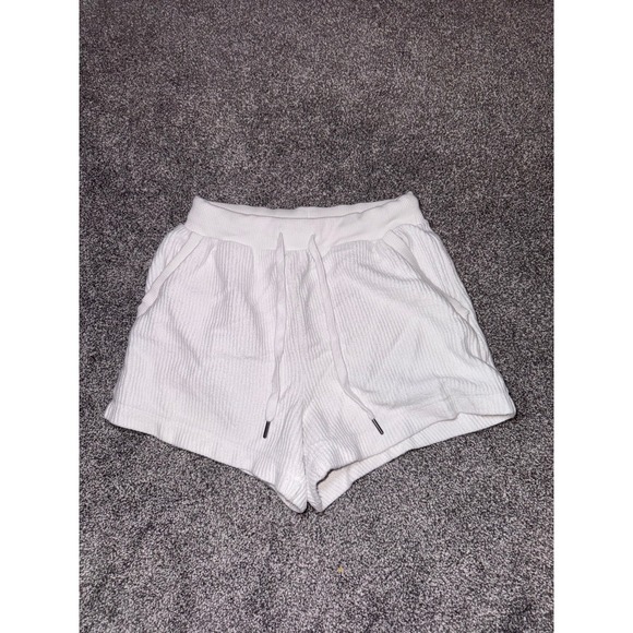 aerie Pants - Aerie Women's White High-Waisted Ribbed Loungewear Shorts Size XS 100% Cotton